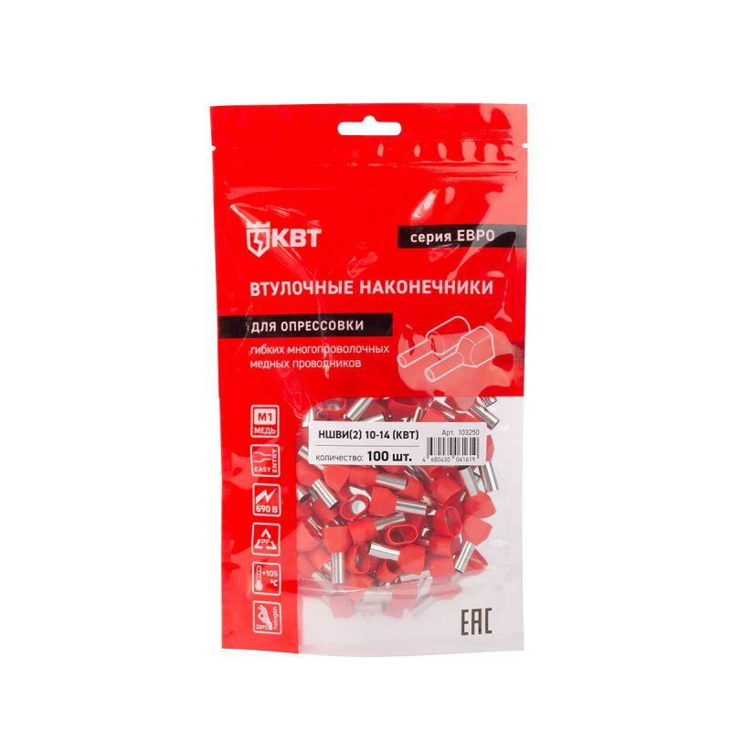  Наконечник штыревой втулочный изолированный НШВИ(2) 10-14 ЕВРО красн. КВТ 103250 фото в каталоге от BTSprom.by