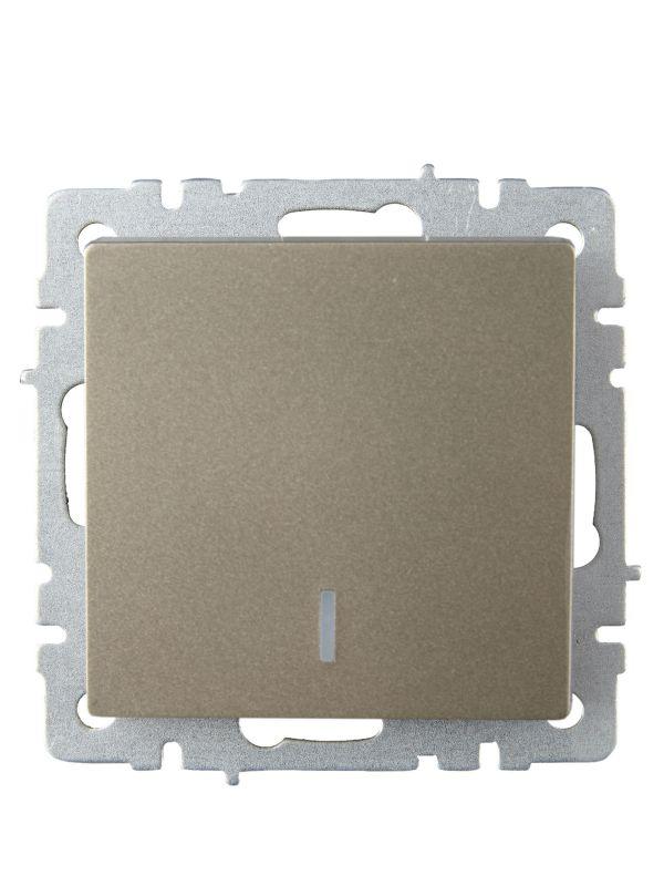  Выключатель проходной 1-кл. СП BRITE ВС10-1-7-БрШ 10А с индик. механизм шампань IEK BR-V12-1-10-K37 фото в каталоге от BTSprom.by