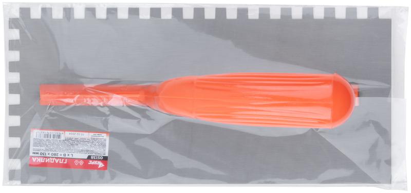  Гладилка зубчатая 280х130мм зуб 8х8мм пластик. ручка стальная КУРС 05138 фото в каталоге от BTSprom.by