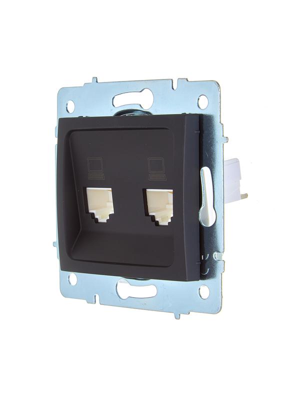  Розетка компьютерная 2-м СП ASTI IP20 RJ45 механизм черн. бархат LEZARD 7081-4288-141 фото в каталоге от BTSprom.by