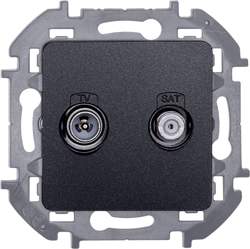  Розетка телевизионная TV/SAT Inspiria с топологией "звезда" механизм антрацит IEK 673883 фото в каталоге от BTSprom.by