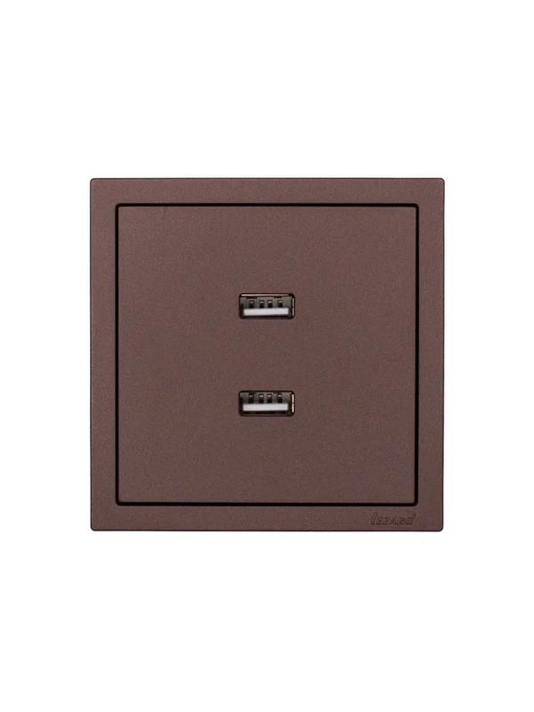  Розетка 2-мест. USB разъем СП ZIMA IP20 шоколад LEZARD 704-7388-192 фото в каталоге от BTSprom.by