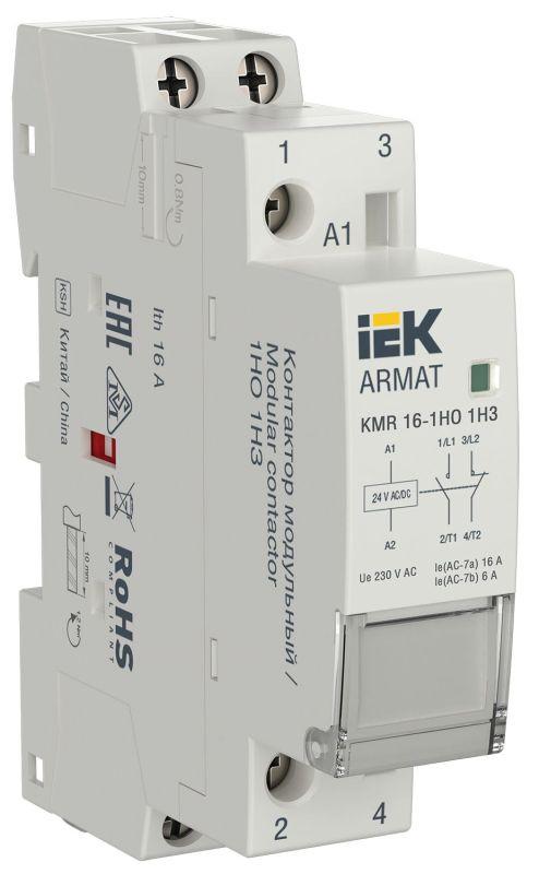 контактор модульный kmr 16а 24в ac/dc 1но 1нз armat iek ar-kmr20-016-11-024 от BTSprom.by