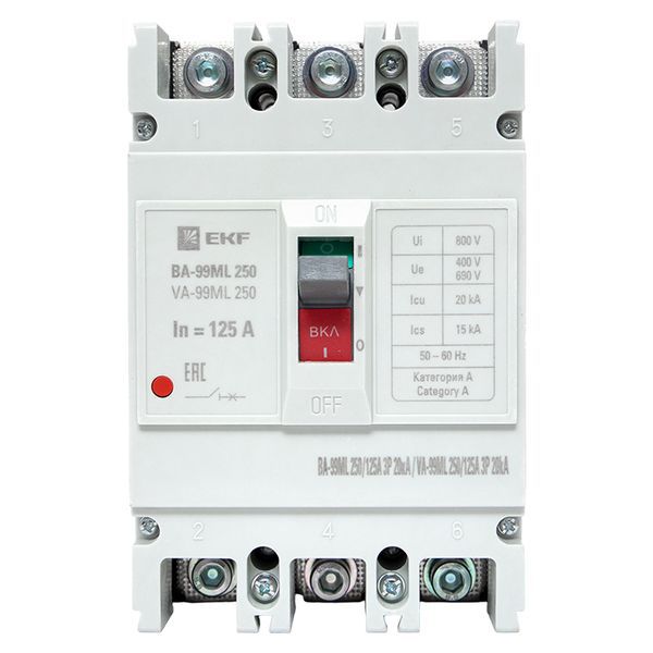  Выключатель автоматический 3п 250/160А 20кА ВА-99МL Basic EKF mccb99-250-160mi фото в каталоге от BTSprom.by