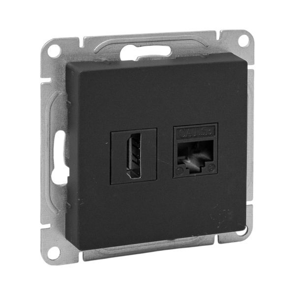 розетка сп эпика hdmi + rj45 кат.5 механизм черн. ekf up1-sob-hdmi+rj45 от BTSprom.by