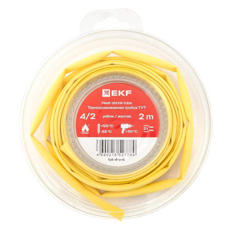 трубка термоусадочная тут нг 4/2 желт. ролик 2 м ekf tut-4-y-b от BTSprom.by