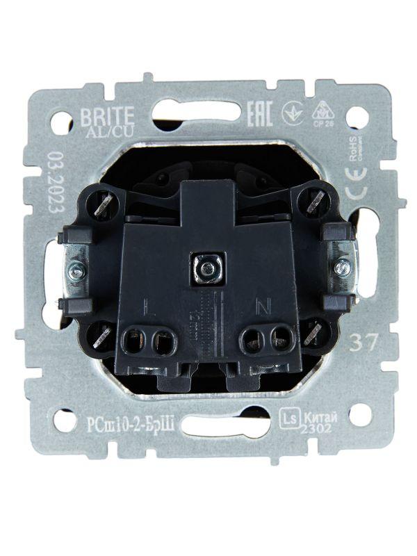  Розетка СП BRITE РСш10-2-БрШ 10А без заземл. защ. шторки механизм шампань IEK BR-R13-10-K37 фото в каталоге от BTSprom.by
