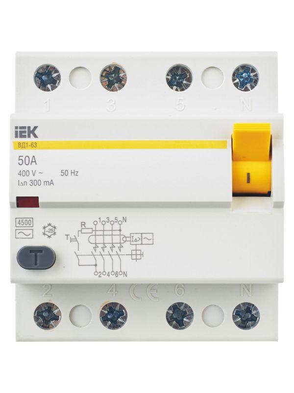 Выключатель дифференциального тока (УЗО) 4п 50А 300мА тип AC ВД1-63 KARAT IEK MDV10-4-050-300 фото в каталоге от BTSprom.by  Выключатель дифференциального тока (УЗО) 4п 50А 300мА тип AC ВД1-63 KARAT IEK MDV10-4-050-300 фото в каталоге от BTSprom.by