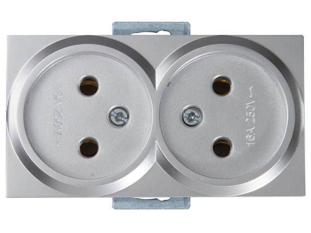 розетка 2-ая (скрытая, б/з) серебро, rita, mutlusan (16 a, 250 v, ip 20) 2200 203 0282 от BTSprom.by