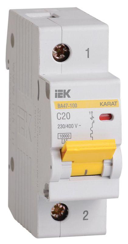 выключатель автоматический модульный 1п c 20а 10ка ва47-100 karat iek mva40-1-020-c от BTSprom.by