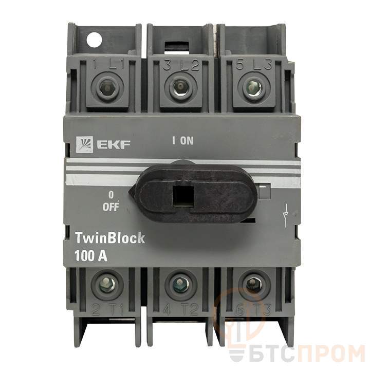  Рубильник 3п 100А с рукояткой управления для прямой установки TwinBlock PROxima EKF tb-100-3p-f фото в каталоге от BTSprom.by