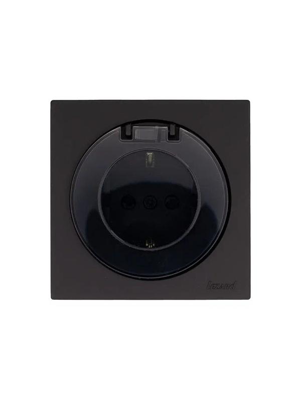  Розетка 1-м СП OSEN IP44 с заземл. с крышкой ПБТ механизм черн. бархат LEZARD 743-4288-123BIPCH фото в каталоге от BTSprom.by