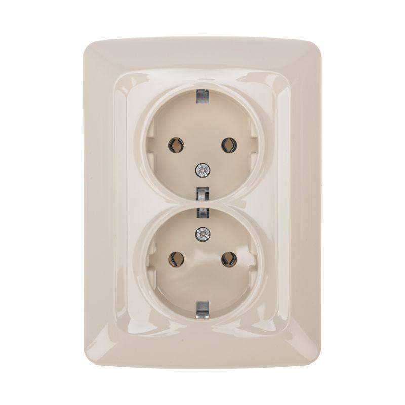розетка 2-м сп 16а dea керамика с заземл. беж. kranz kr-78-0250 от BTSprom.by