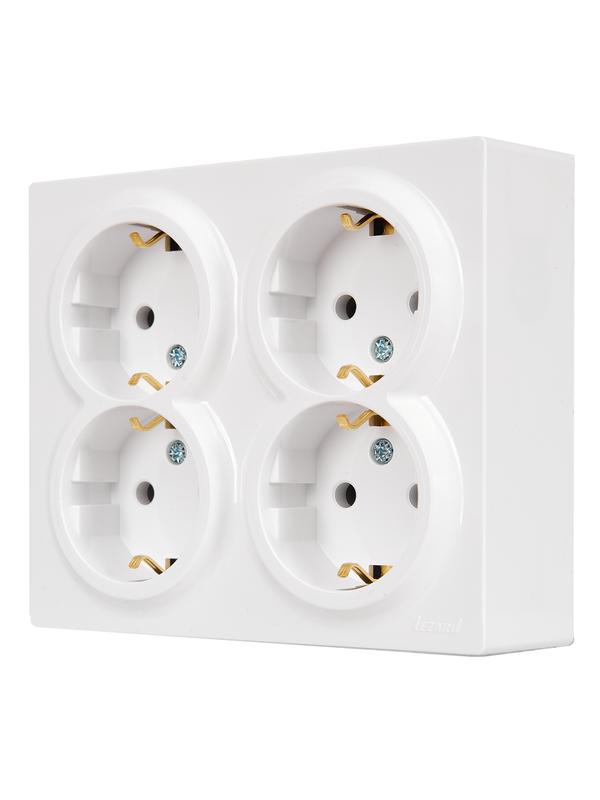  Розетка 4-м ОП LETO с заземл. закрытый корпус ПБТ бел. LEZARD 752-0200-127BDP фото в каталоге от BTSprom.by