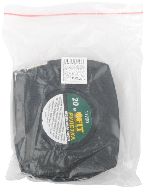  Рулетка 20м стальная лента закрытый пластик. корпус черн. FIT 17720 фото в каталоге от BTSprom.by