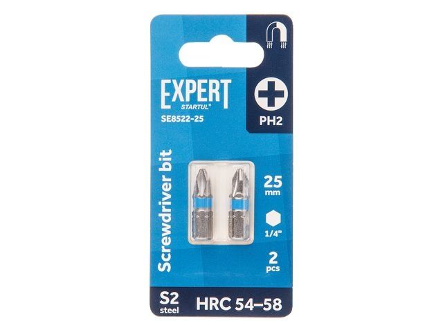 насадка крестообразная ph2 25мм  2шт expert startul (se8522-25) (бита phillips магнитная) se8522-25 от BTSprom.by