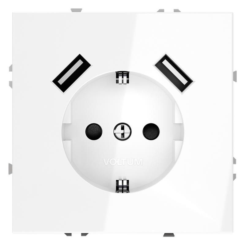 розетка 1-м сп s70 16а с usb a+a с заземл. защ. шторки механизм бел. глянцевый voltum vls040401 от BTSprom.by