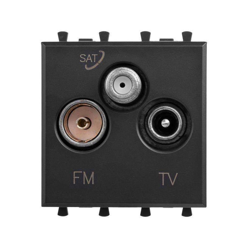 розетка телевизионная tv/fm/sat 2мод. avanti "черный матовый" модульная dkc 4412532 от BTSprom.by