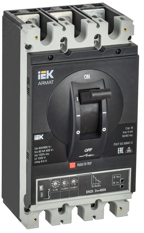 выключатель автоматический в литом корпусе 3п h 50ка 400а расцепитель электронный стандарт. armat iek ar-mccb-3h-050-0400a-elsc от BTSprom.by
