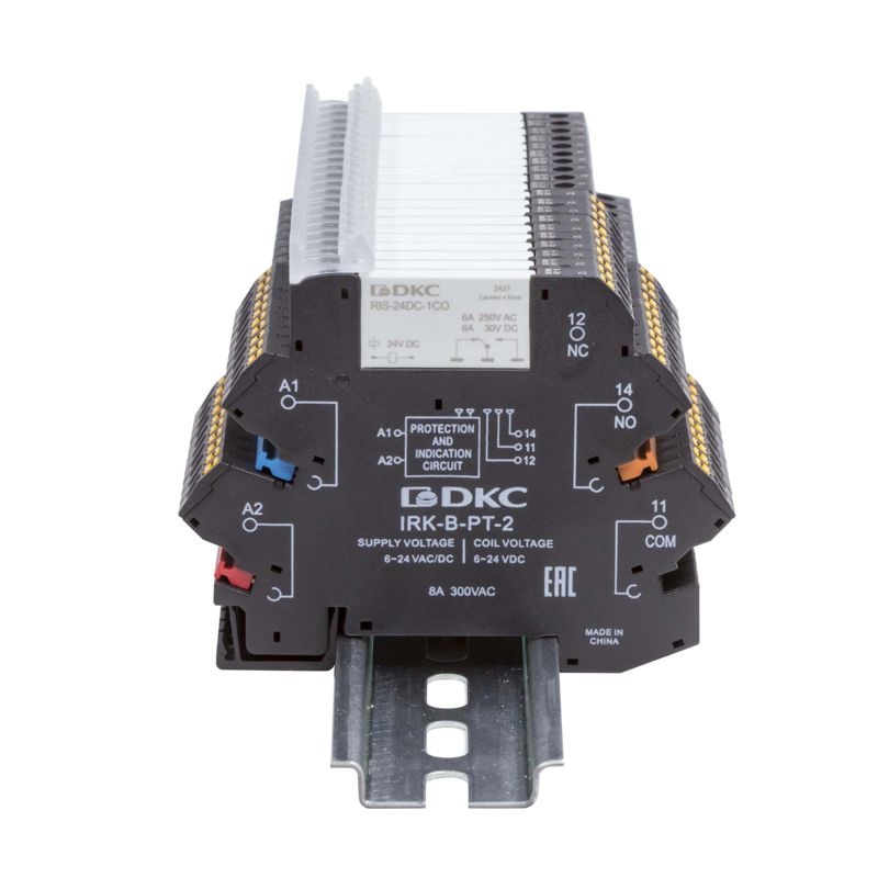  Реле интерфейсное 1CO ком. ток 6А AgSnO2 напряжение 110В AC/DC push-in клеммы DKC IRK-110UC-1CO-PT фото в каталоге от BTSprom.by