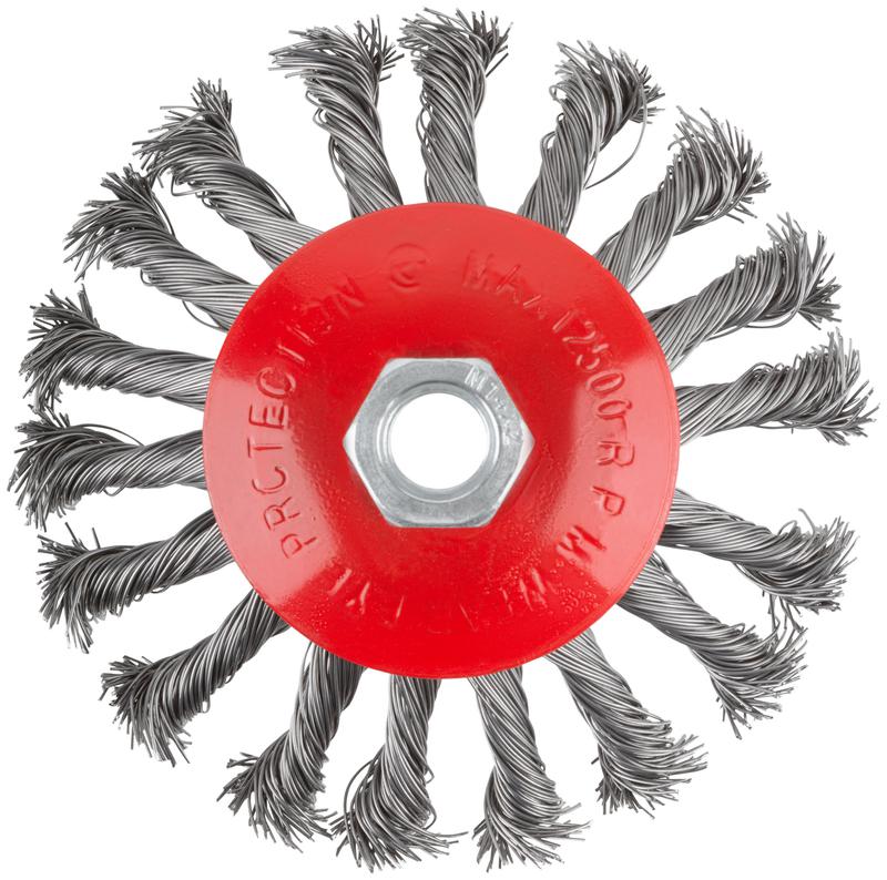  Корщетка-колесо с наклоном гайка М14 стальная витая проволока 115мм КУРС 39034 фото в каталоге от BTSprom.by