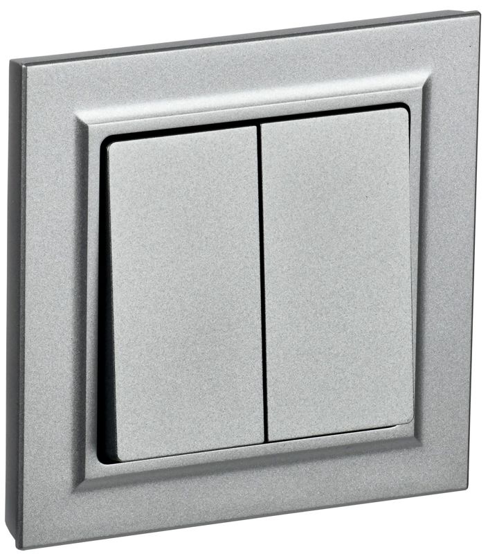 выключатель 2-кл. сп brite вср10-2-0-бра 10а в сборе алюм. iek br-v20-0-10-k47-f от BTSprom.by