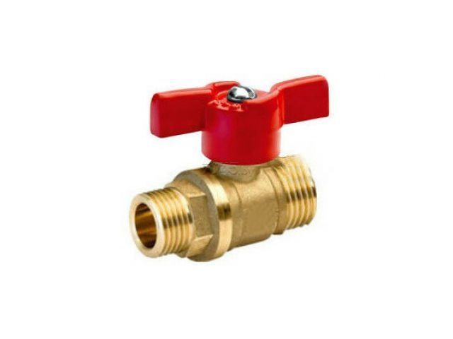 кран шаровый 1/2" нар. х 3/4" нар. бабочка pn1,6 мпа, 11б27п7, цветлит (zw10069) zw10069 от BTSprom.by