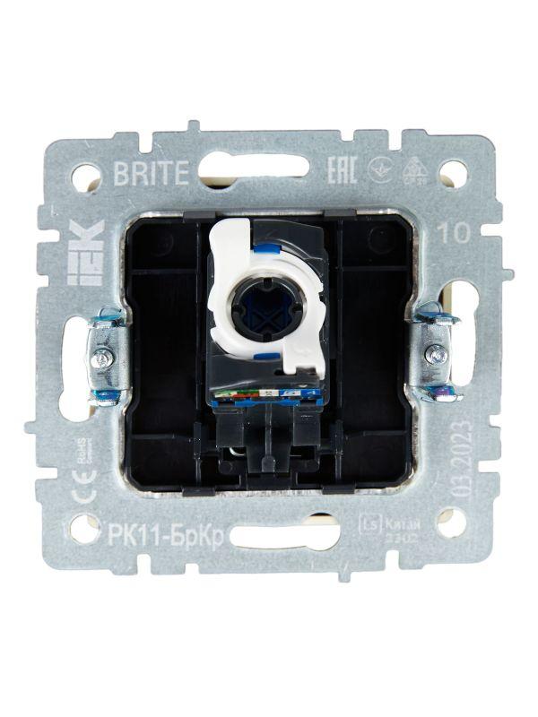  Розетка компьютерная СП RJ45 кат.6 BRITE РК11-БрКр механизм беж. IEK BR-K10-2-K10 фото в каталоге от BTSprom.by
