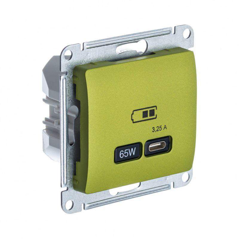 розетка usb glossa тип c 65вт qc pd высокоскор. зу механизм фисташ. se gsl001027 от BTSprom.by