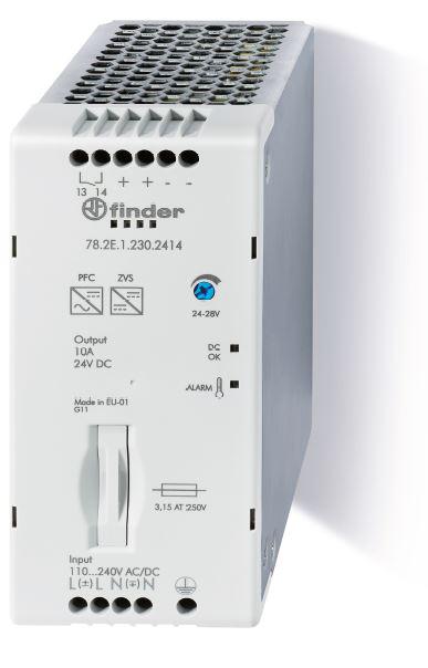 источник питания импульсный вход 110...250в ac/dc / выход 24в dc 240вт 60мм опция: доп.контакт предтревога ip20 finder 782e12302415pas от BTSprom.by