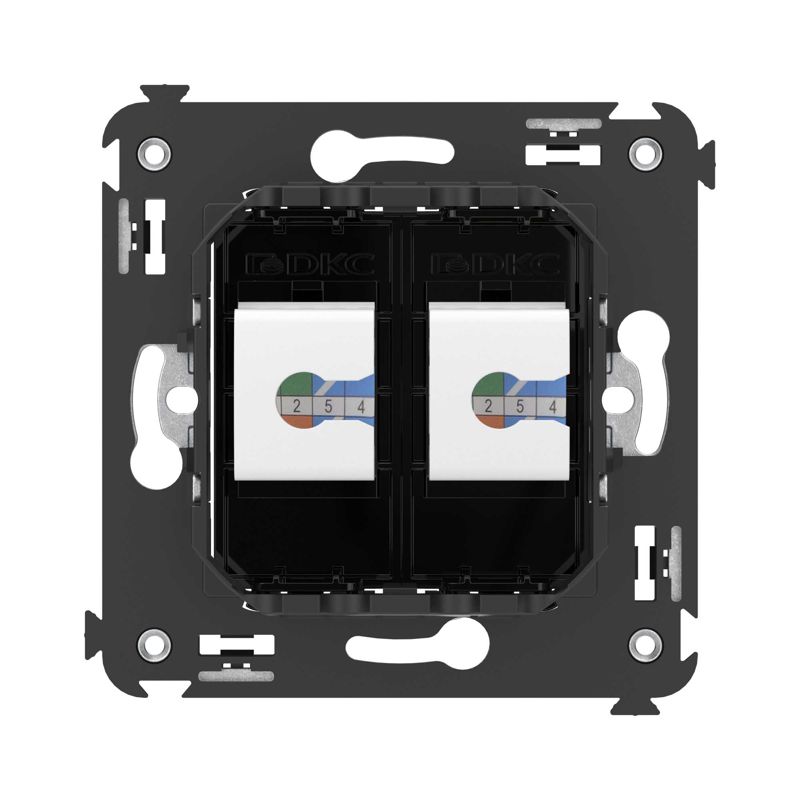  Розетка компьютерная 2-м СП Avanti "Черный квадрат" RJ45 кат.5E без шторок механизм DKC 4402664 фото в каталоге от BTSprom.by