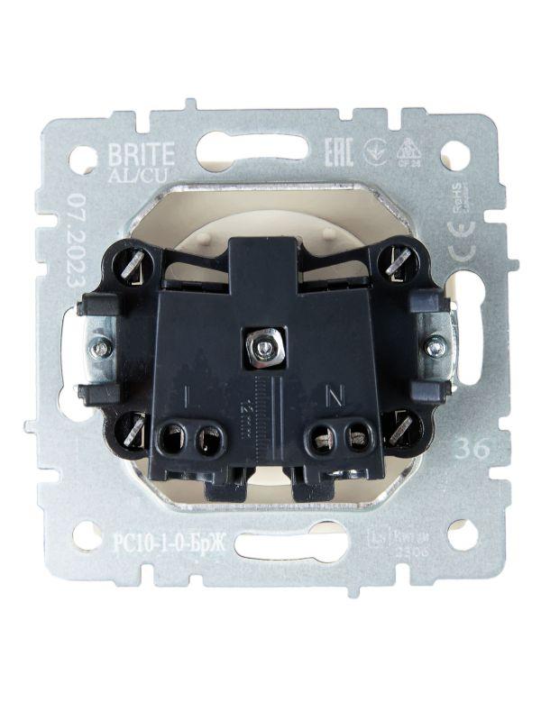  Розетка 1-м СП BRITE РС10-1-0-БрЖ 10А без заземл. без защ. шторок механизм жемчуж. IEK BR-R10-10-K36 фото в каталоге от BTSprom.by