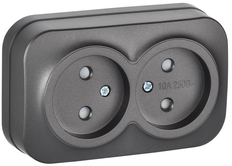 розетка 2-м оп glory рсш22-2-хсм 10а без заземл. защ. шторки сталь матов. iek erh23-k46m-10 от BTSprom.by