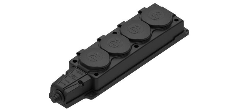 колодка удлинителя 4-м multiset 16а 250в ip44 с заземл. каучук черн. se mst4104bk от BTSprom.by