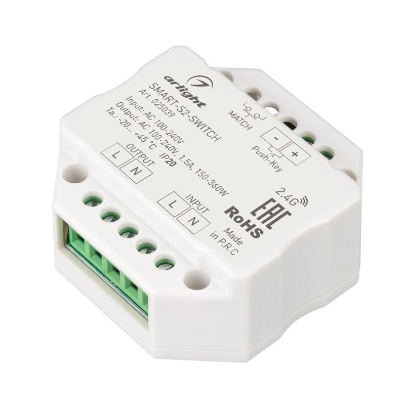 контроллер-выключатель smart-s2-switch (230в 1.5a 2.4g) (ip20 пластик) arlight 025039 от BTSprom.by