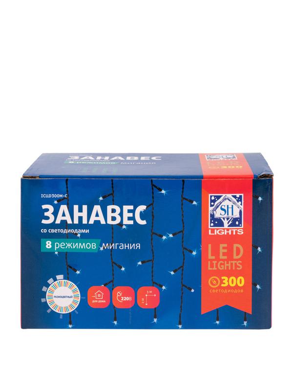  Гирлянда "Занавес" ICLLD300M-C 300LED RGB 3х3м 8 режимов IP20 SHLights 4690601052995 фото в каталоге от BTSprom.by