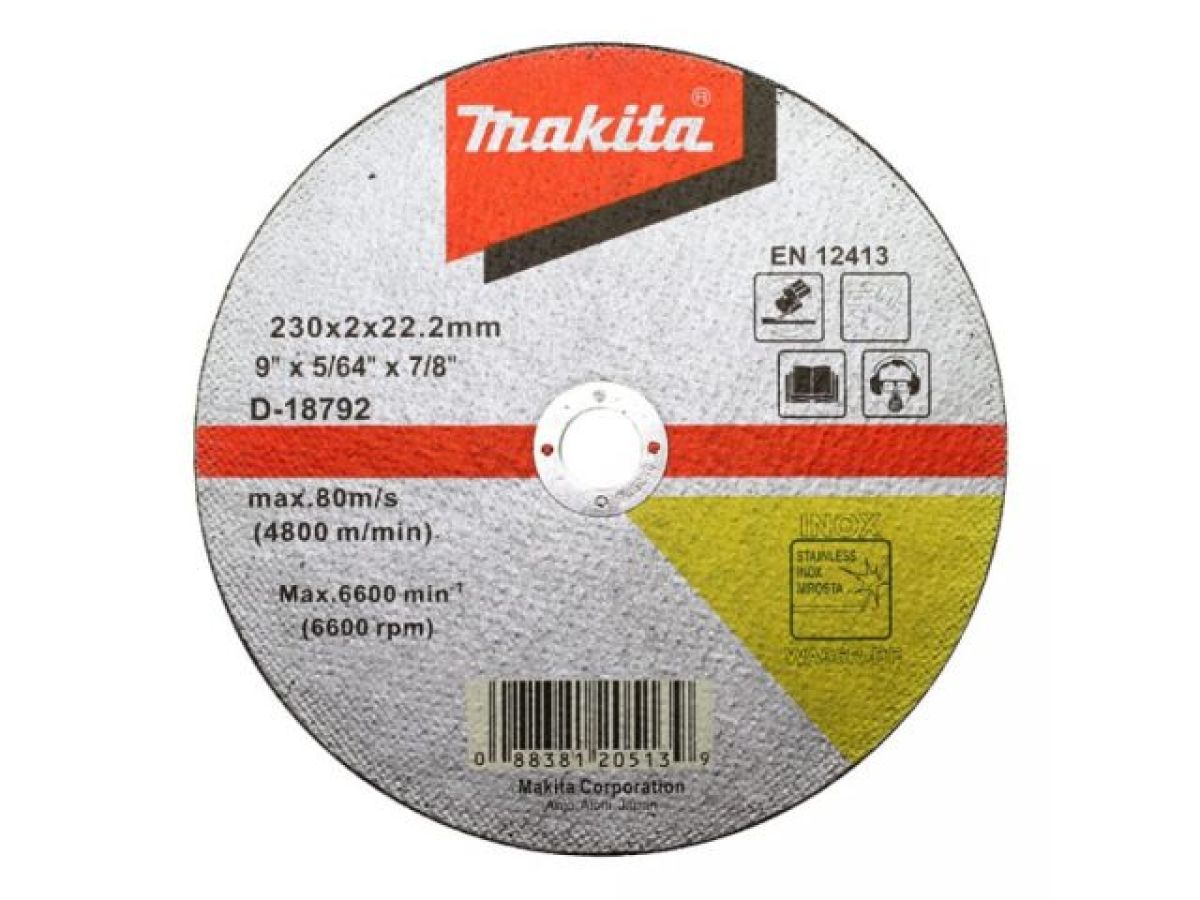 круг отрезной  230х2х22,23  для стали/нержавеющей стали плоский wa36r makita (230х2х22,23, абразивный отрезной диск для стали/нержавеющей стали плоский) d-18792 от BTSprom.by