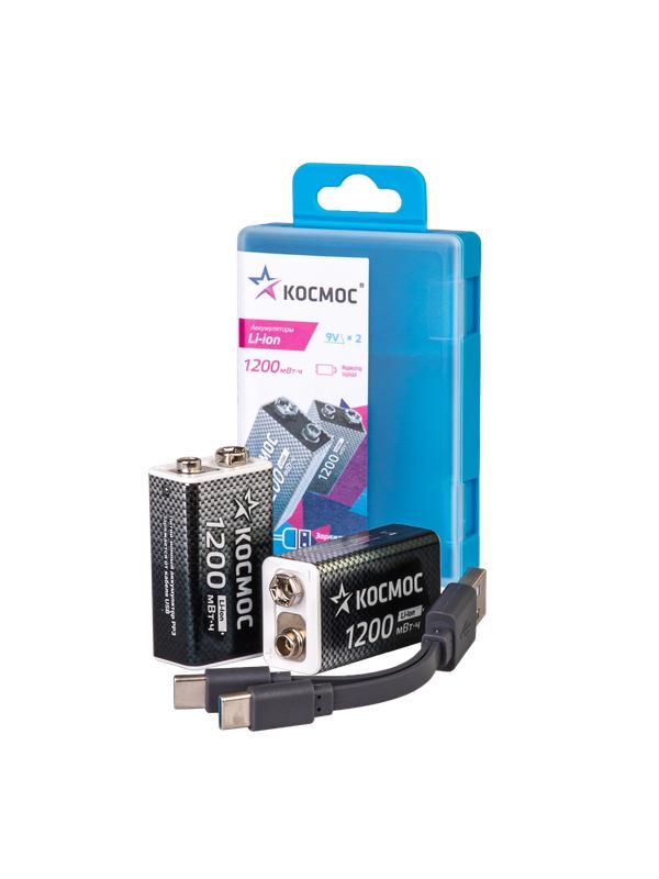 аккумулятор крона li-ion 9в 1200мач (уп.2шт) космос kocli9v1200mah2b от BTSprom.by