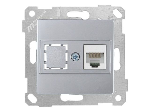 розетка компьютерная 1xrj45 (cat5e, скрытая, без рамки) серебро, rita, mutlusan 2200 136 0182 от BTSprom.by