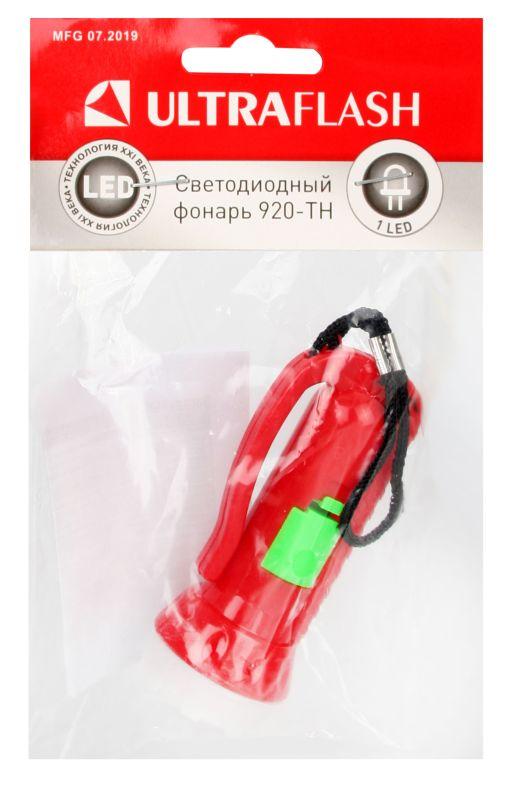 фонарь 920-th  (1led линза 1 режим 3хag10 в компл. блист-пакет красн.) ultraflash 12858 от BTSprom.by