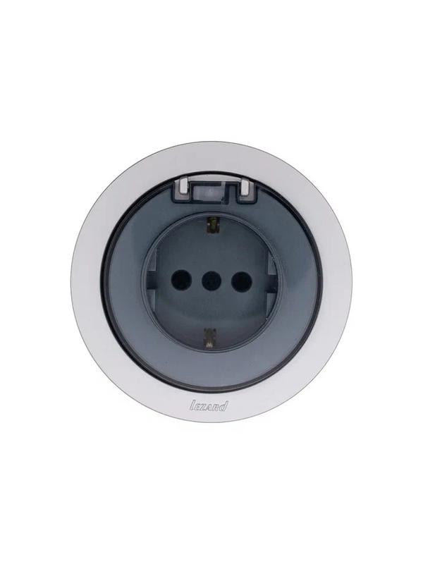  Розетка 1-м СП OSEN с заземл. с крышкой ПБТ механизм сер. матов. LEZARD 743-7488-123B фото в каталоге от BTSprom.by
