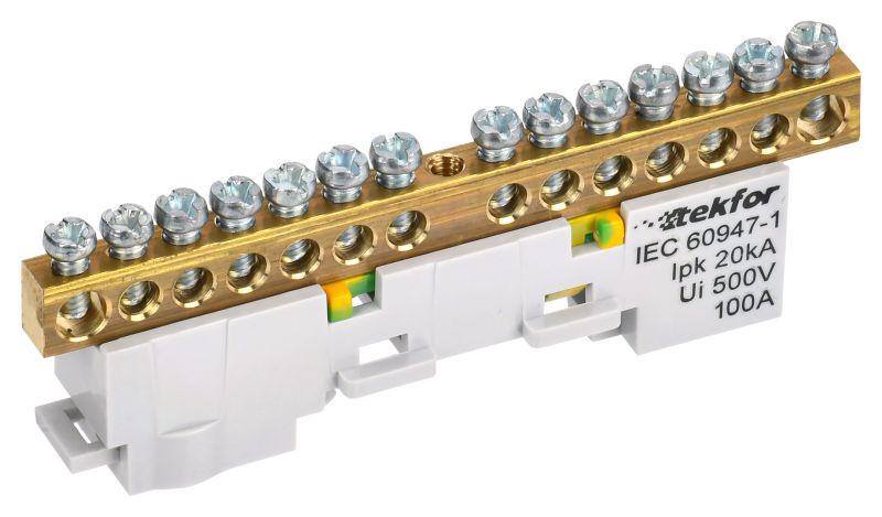 шина pe "земля" неизол. на универс. держ. 6х9-16-ж tekfor iek tf-nn10-16-dl-k05 от BTSprom.by