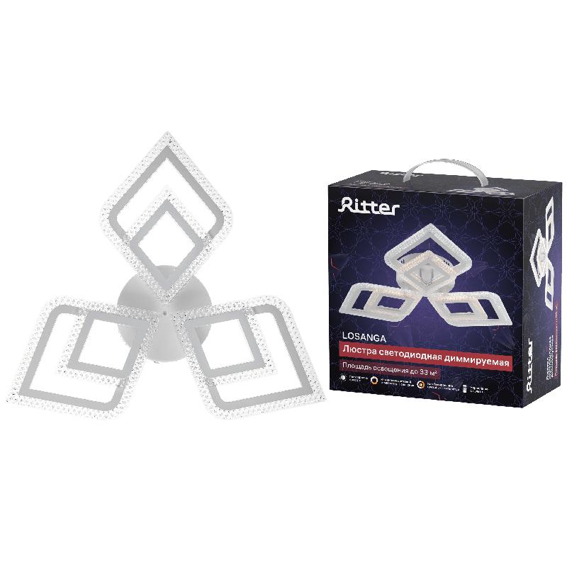 люстра потолочная светодиодная диммируемая losanga с ду 3 режима 715х85 108вт 33кв.м бел. ritter 52929 7 от BTSprom.by