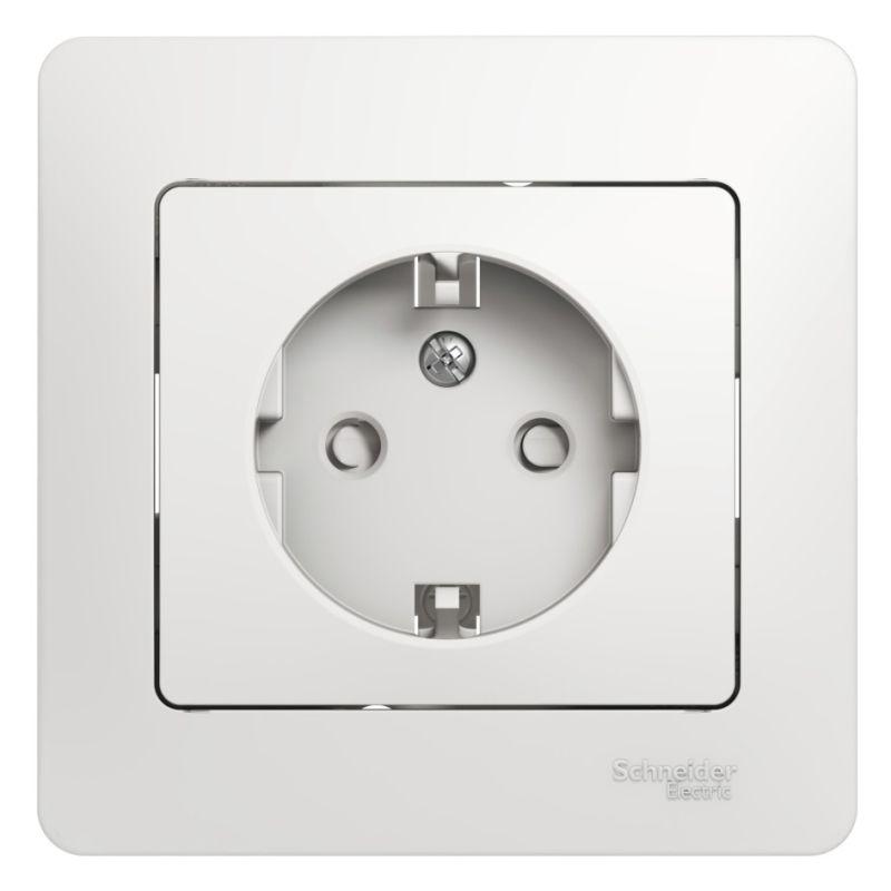 розетка 1-м сп glossa 16а ip20 с заземл. защ. шторки в сборе бел. se gsl000144 от BTSprom.by