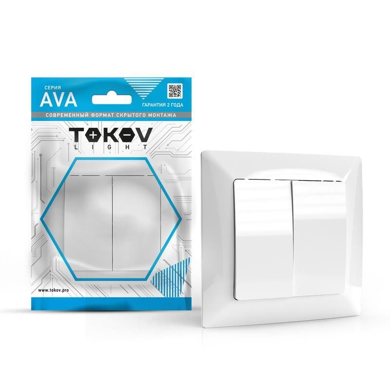 выключатель 2-кл. сп ava 10а ip20 в сборе бел. tokov light tkl-av-v2f-c01 от BTSprom.by
