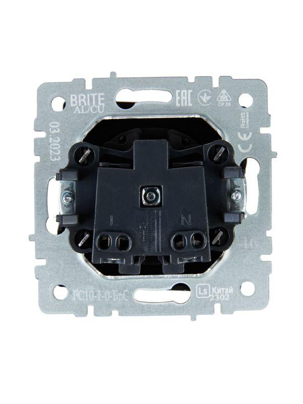  Розетка 1-м СП BRITE РС10-1-0-БрС 10А без заземл. без защ. шторок механизм сталь IEK BR-R10-10-K46 фото в каталоге от BTSprom.by