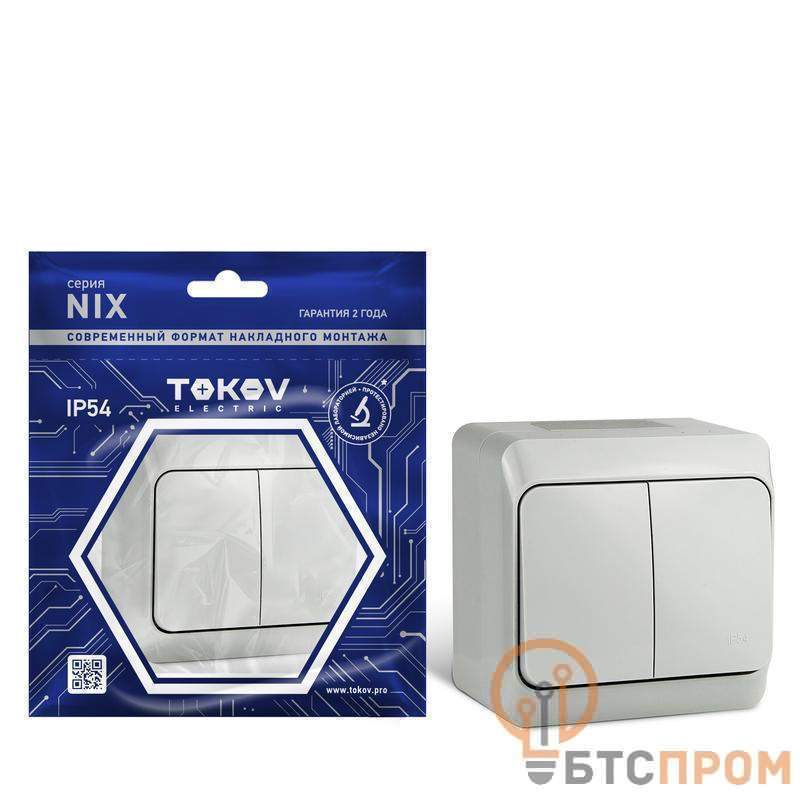  Выключатель 2-кл. ОП Nix 10А IP54 250В сер. TOKOV ELECTRIC TKE-NX-V2-C06-IP54 фото в каталоге от BTSprom.by