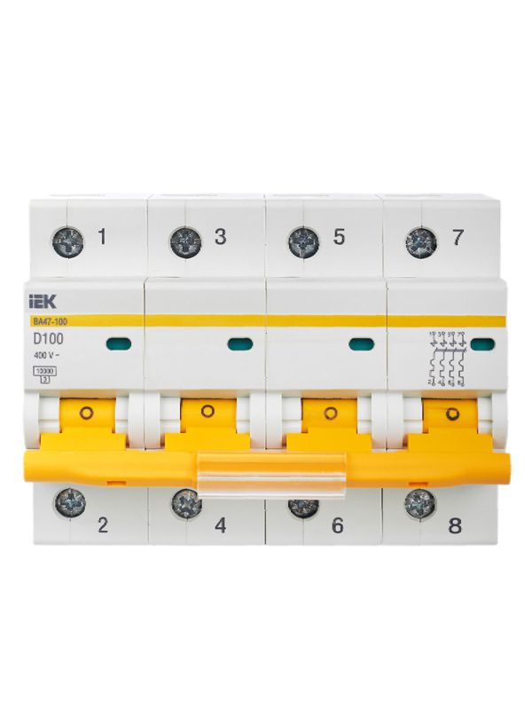  Выключатель автоматический модульный 4п D 100А 10кА ВА47-100 KARAT IEK MVA40-4-100-D фото в каталоге от BTSprom.by