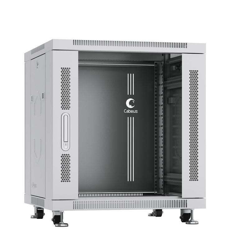 шкаф монтажный телекоммуникационный напольный sh-05c-12u60/80 19дюйм для распред. и серверн. оборудования 12u 600х800х730мм передн. стеклян. и задн. сплошн. метал. двери ручка с замком сер. (ral 7035) cabeus 7646c от BTSprom.by