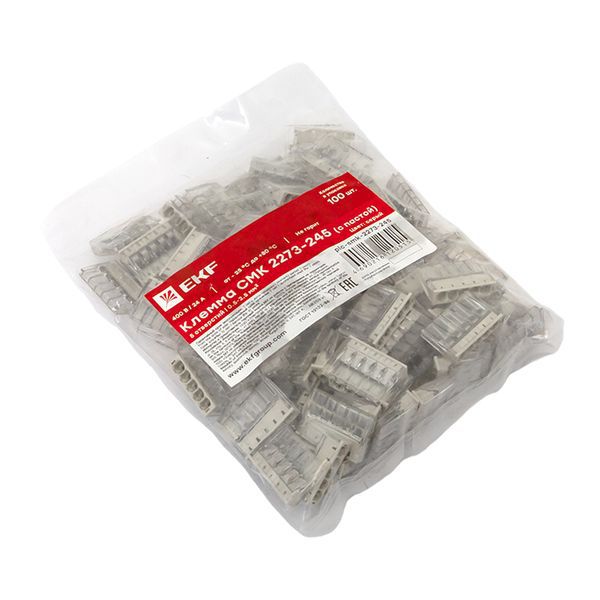  Клемма строительно-монтажная СМК 2273-245 5-проводная 0.5-2.5кв.мм с пастой (уп.100шт) PROxima EKF plc-smk-2273-245 фото в каталоге от BTSprom.by